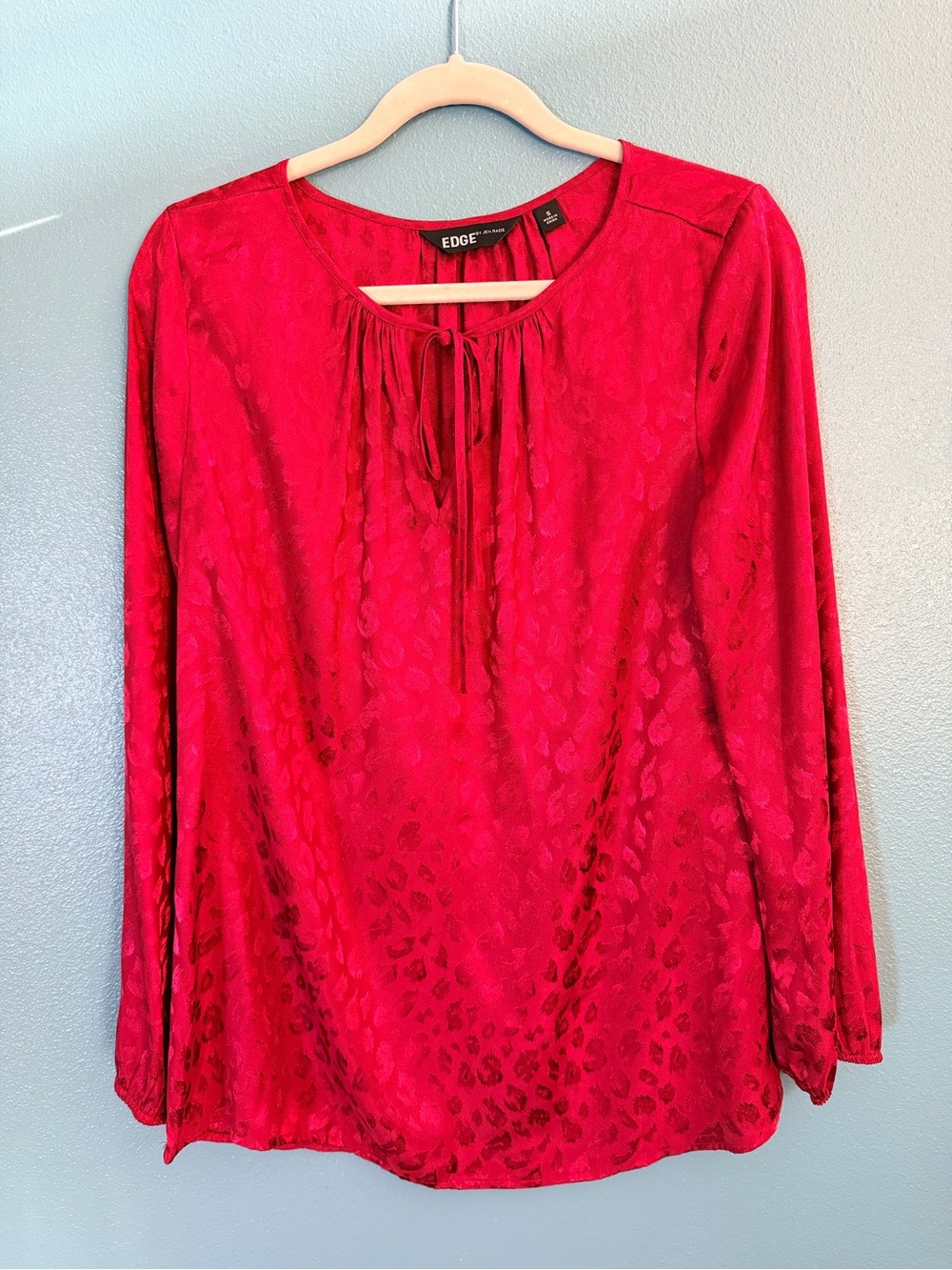 EDGE Red Tie-Front Long Sleeve Blouse